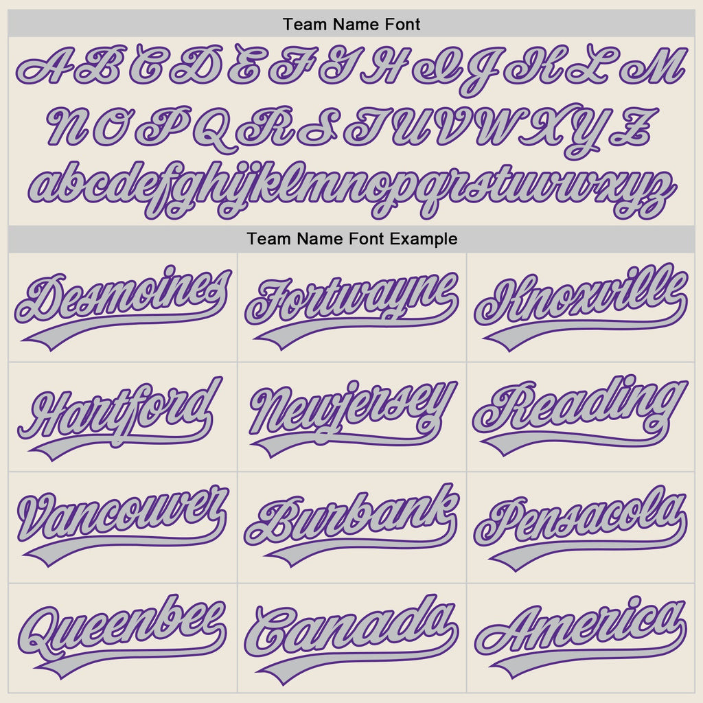 Custom Cream Gray-Purple Two-Button Unisex Softball Jersey