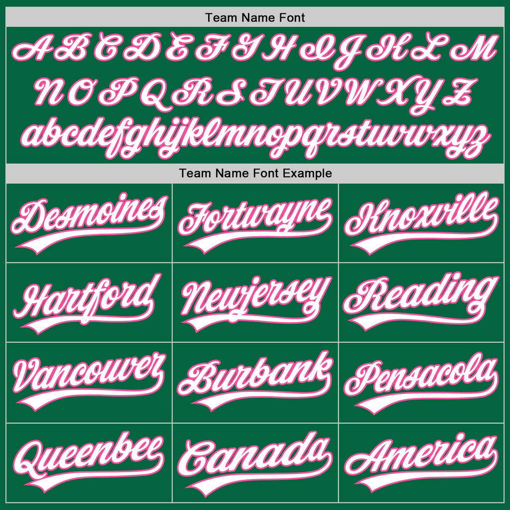 Custom Kelly Green White-Pink Two-Button Unisex Softball Jersey