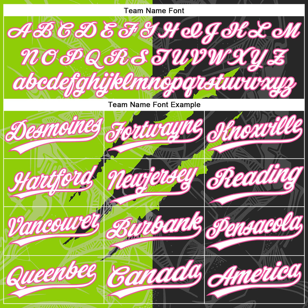 Custom Graffiti Pattern Black Neon Green-Pink 3D Two-Button Unisex Softball Jersey