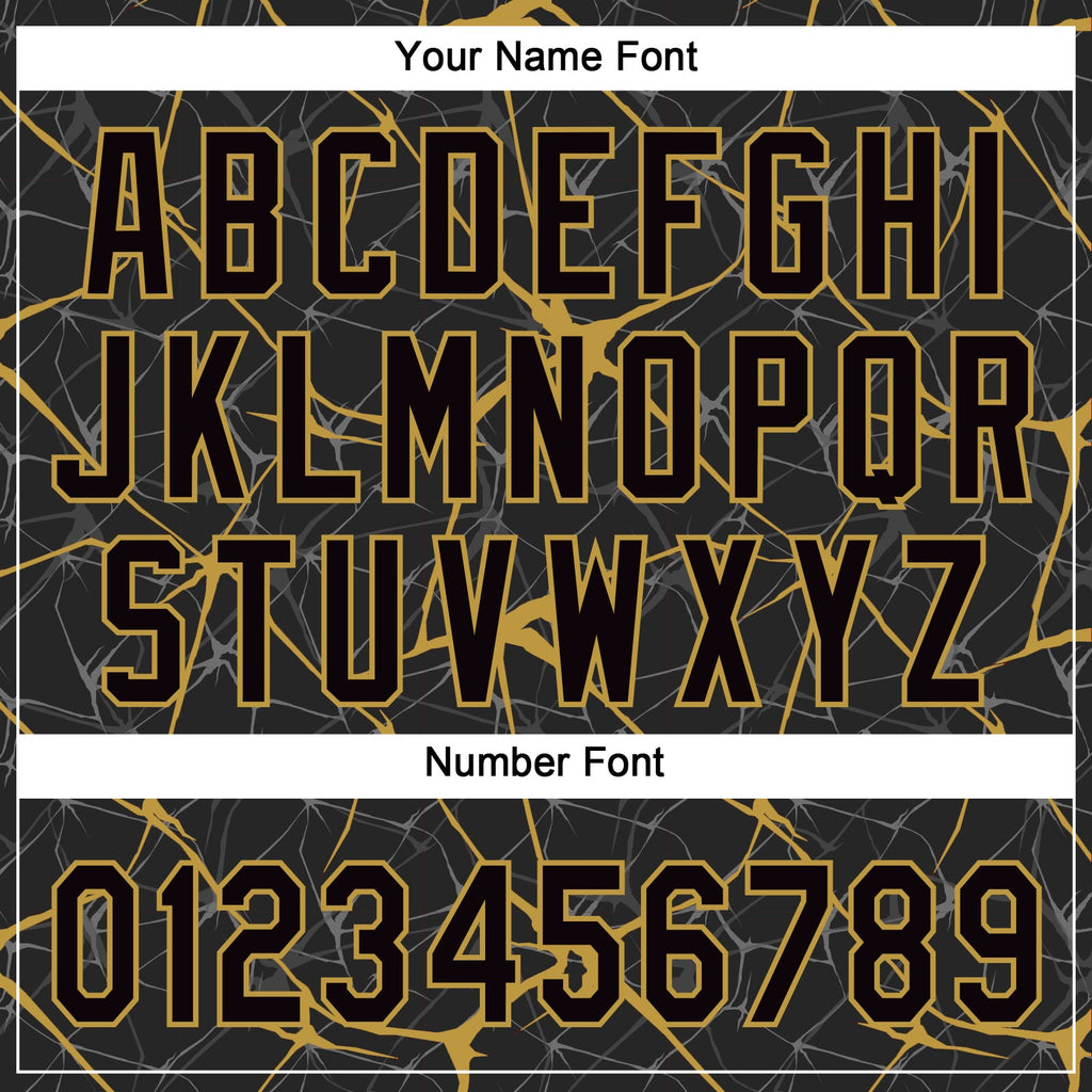Custom Black Old Gold 3D Pattern Abstract Network Two-Button Unisex Softball Jersey