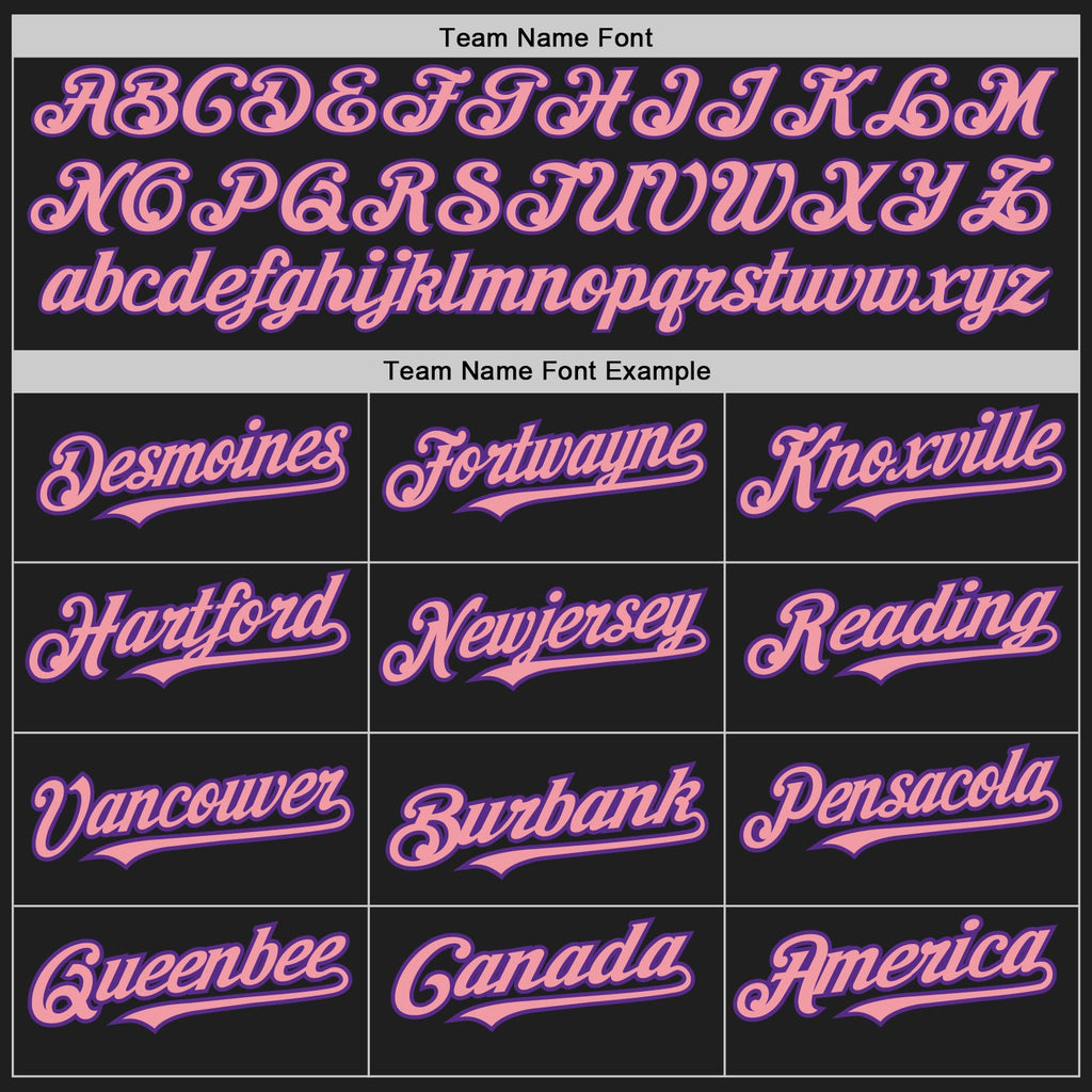 Custom Black Purple Pinstripe Medium Pink Two-Button Unisex Softball Jersey