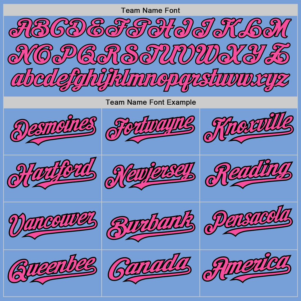 Custom Light Blue Black Pinstripe Pink Two-Button Unisex Softball Jersey