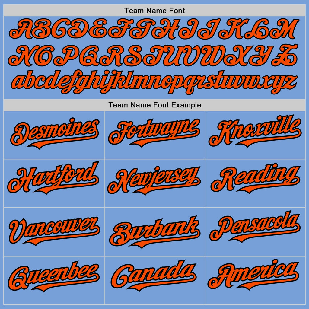 Custom Light Blue Black Pinstripe Orange Two-Button Unisex Softball Jersey