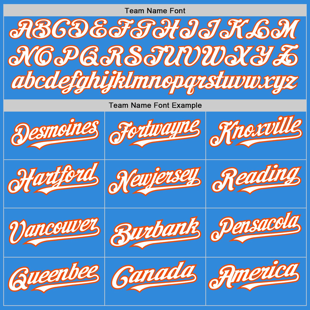 Custom Electric Blue Orange Pinstripe White Two-Button Unisex Softball Jersey