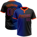 Custom Black Royal-Orange Gradient Fashion Two-Button Unisex Softball Jersey