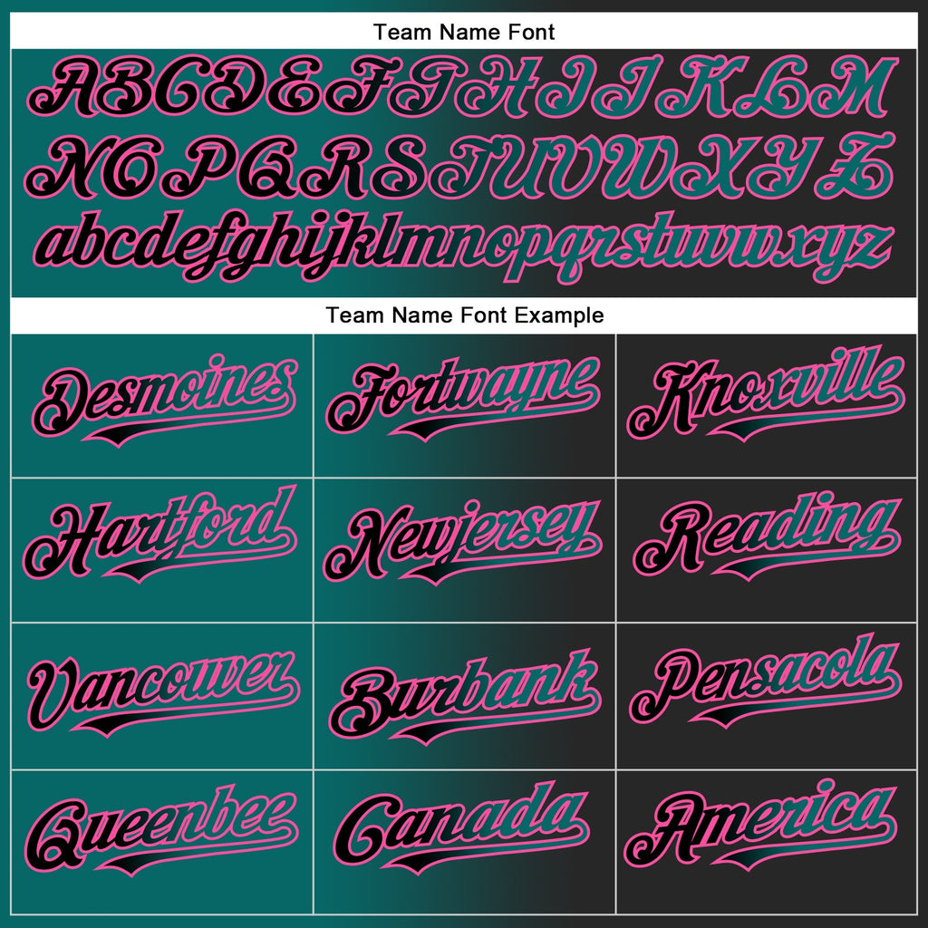Custom Black Teal-Pink Gradient Fashion Two-Button Unisex Softball Jersey