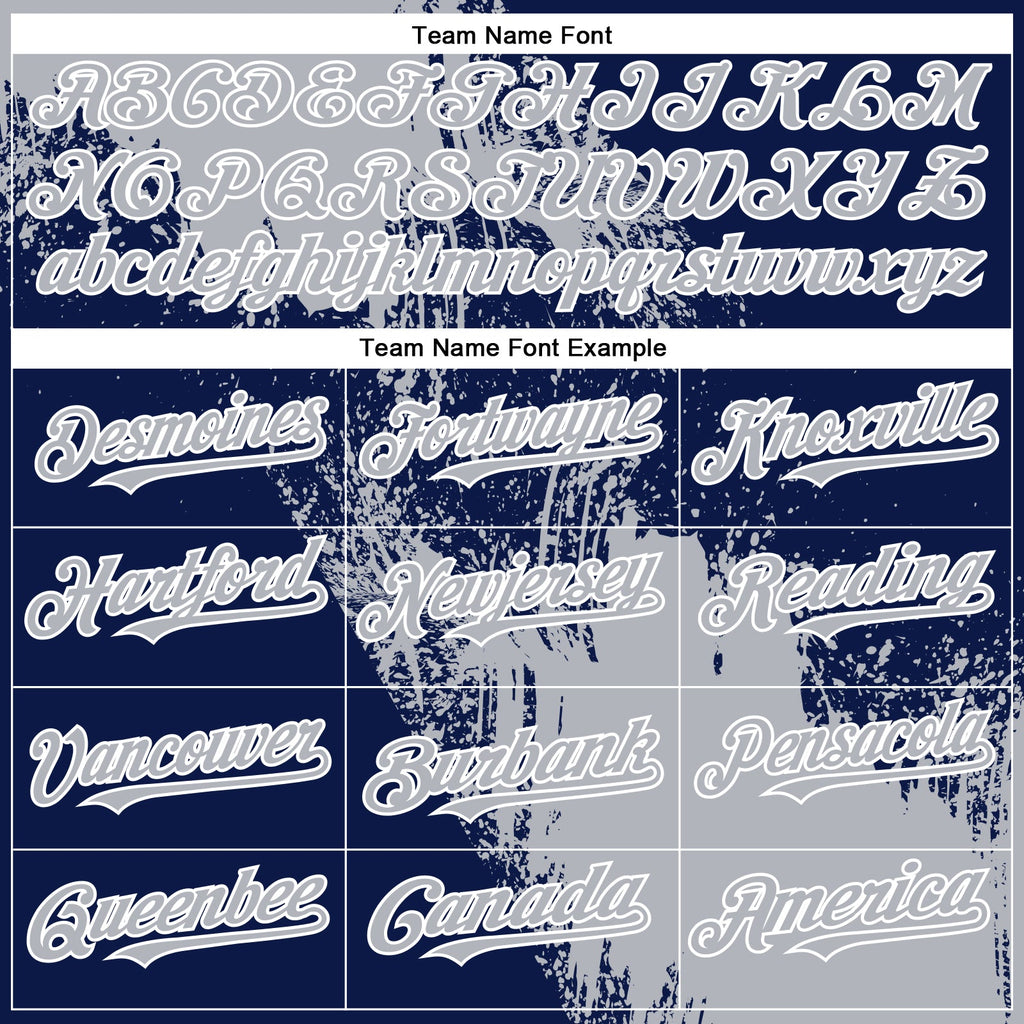 Custom Gray Navy-White 3D Pattern Abstract Brush Stroke Two-Button Unisex Softball Jersey