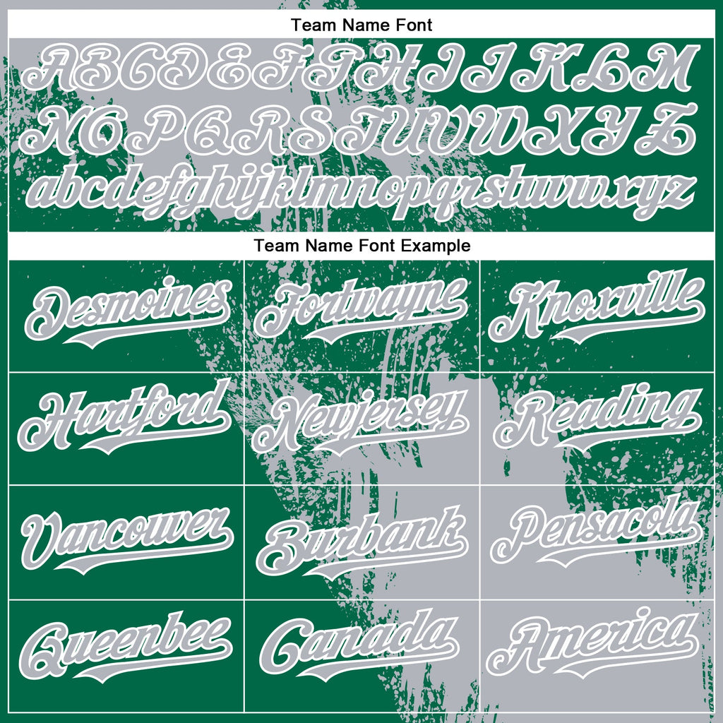 Custom Gray Kelly Green-White 3D Pattern Abstract Brush Stroke Two-Button Unisex Softball Jersey