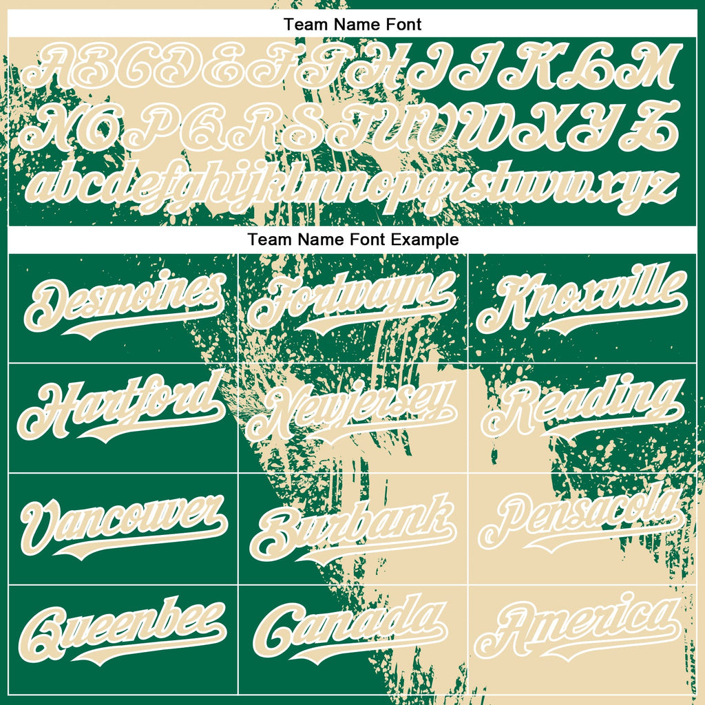 Custom Cream Kelly Green-White 3D Pattern Abstract Brush Stroke Two-Button Unisex Softball Jersey