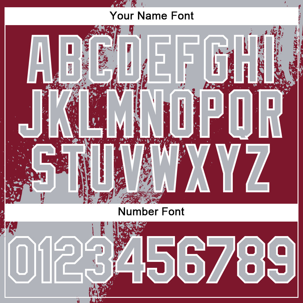 Custom Gray Crimson-White 3D Pattern Abstract Brush Stroke Two-Button Unisex Softball Jersey