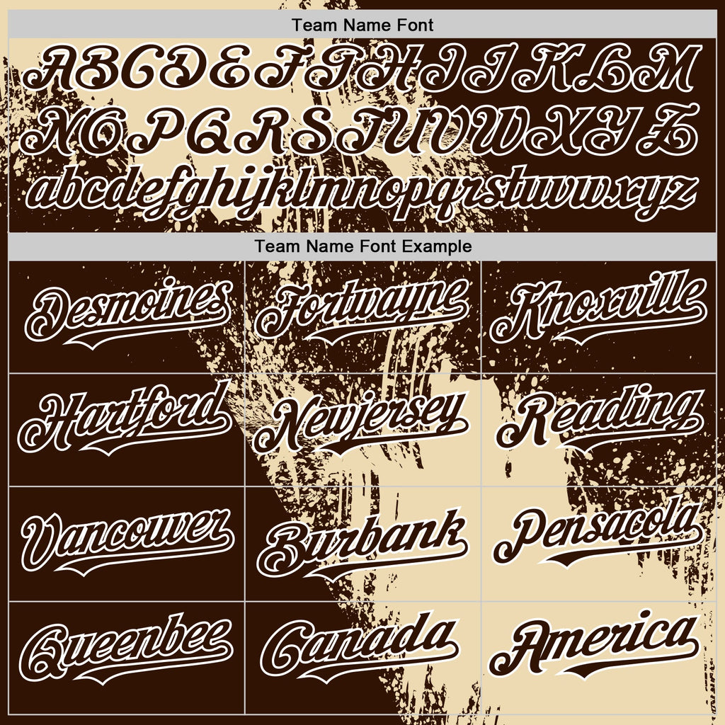 Custom Cream Brown-White 3D Pattern Abstract Brush Stroke Two-Button Unisex Softball Jersey