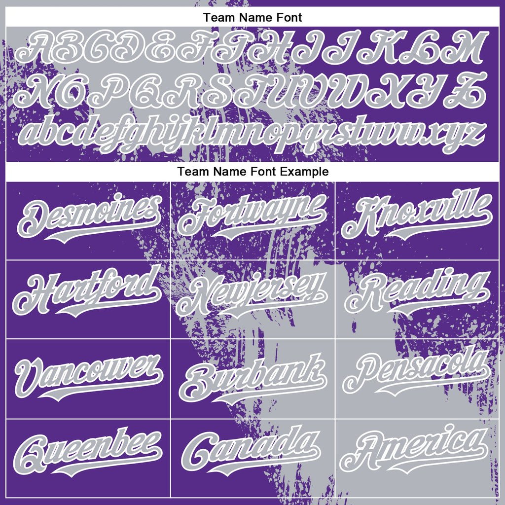 Custom Gray Purple-White 3D Pattern Abstract Brush Stroke Two-Button Unisex Softball Jersey