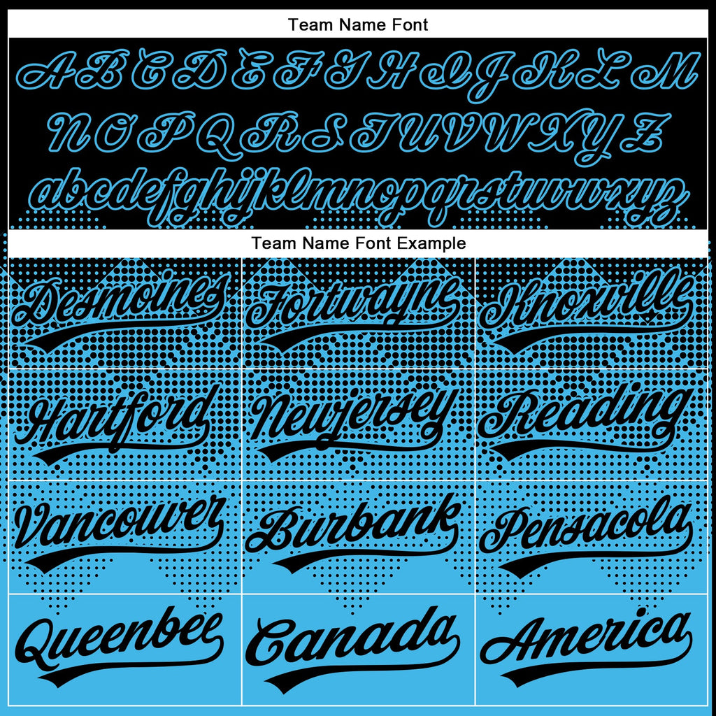 Custom Black Sky Blue 3D Gradient Square Shape Two-Button Unisex Softball Jersey