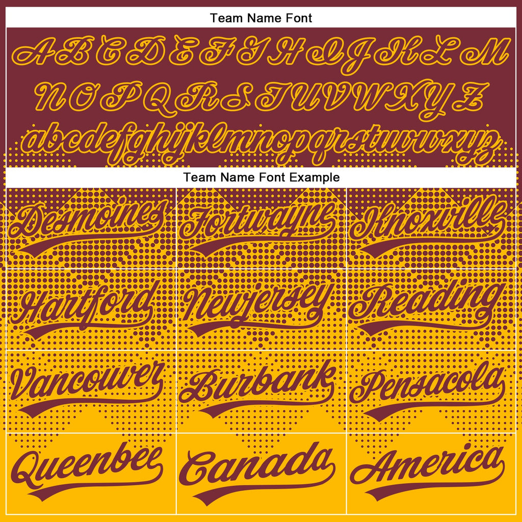 Custom Burgundy Gold 3D Gradient Square Shape Two-Button Unisex Softball Jersey