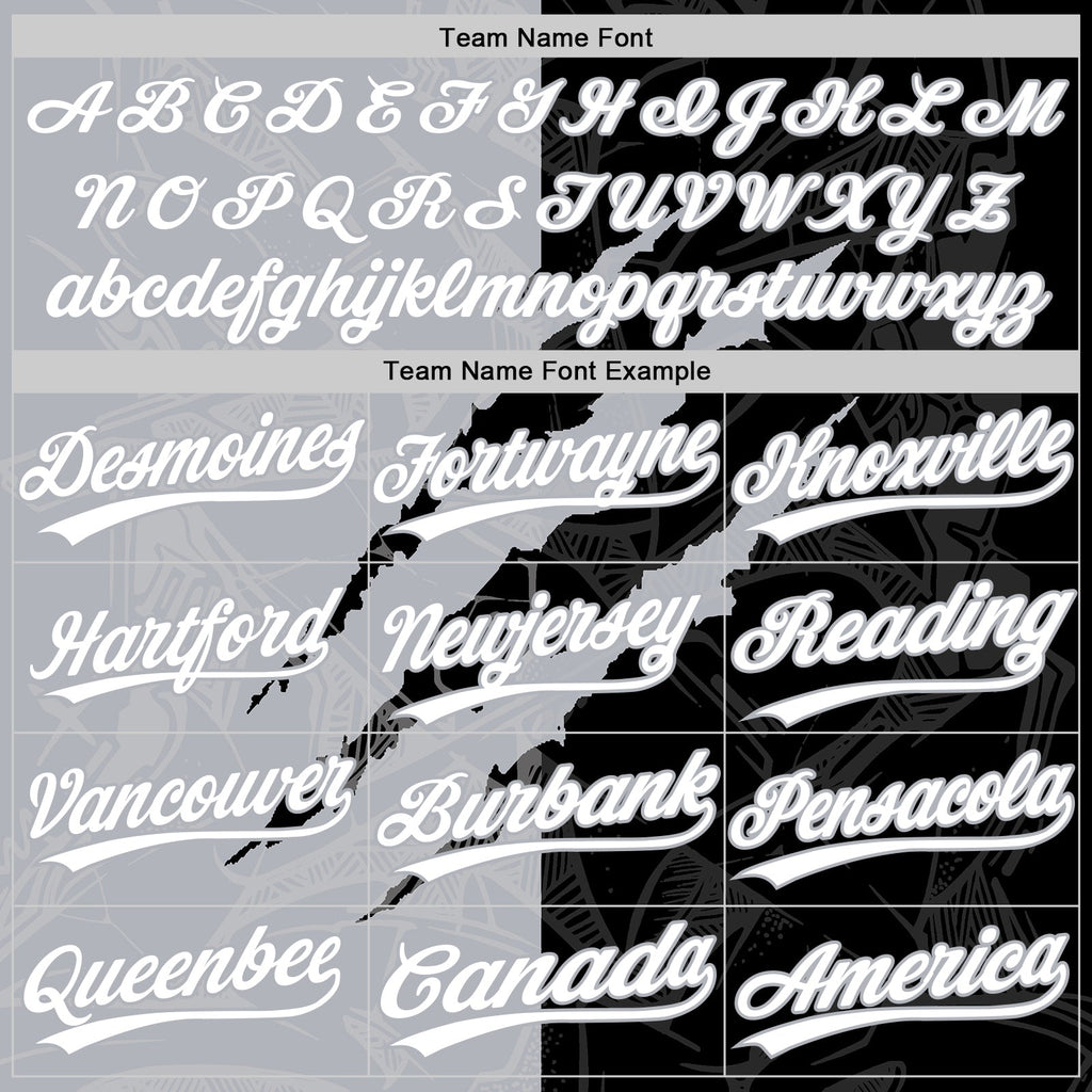 Custom Graffiti Pattern White Black-Gray 3D Scratch Two-Button Unisex Softball Jersey