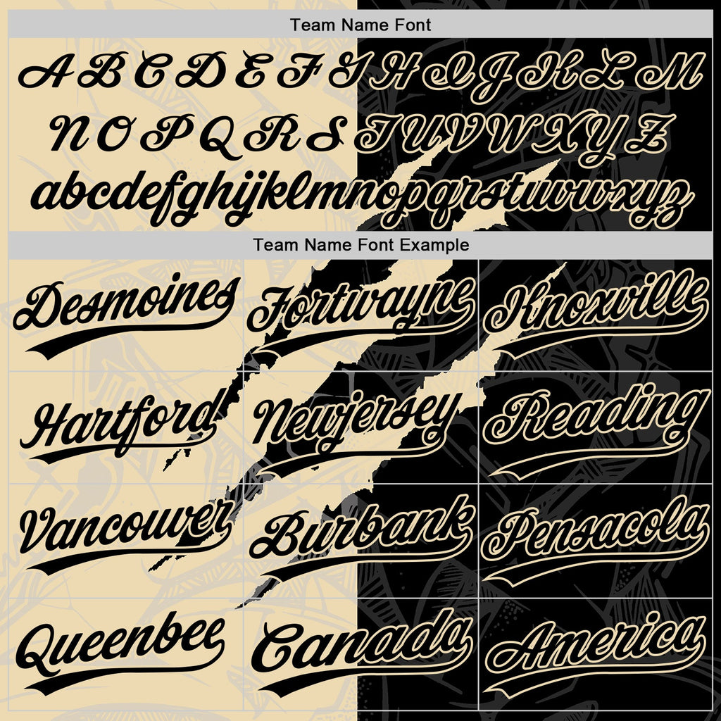Custom Graffiti Pattern Black-Cream 3D Scratch Two-Button Unisex Softball Jersey