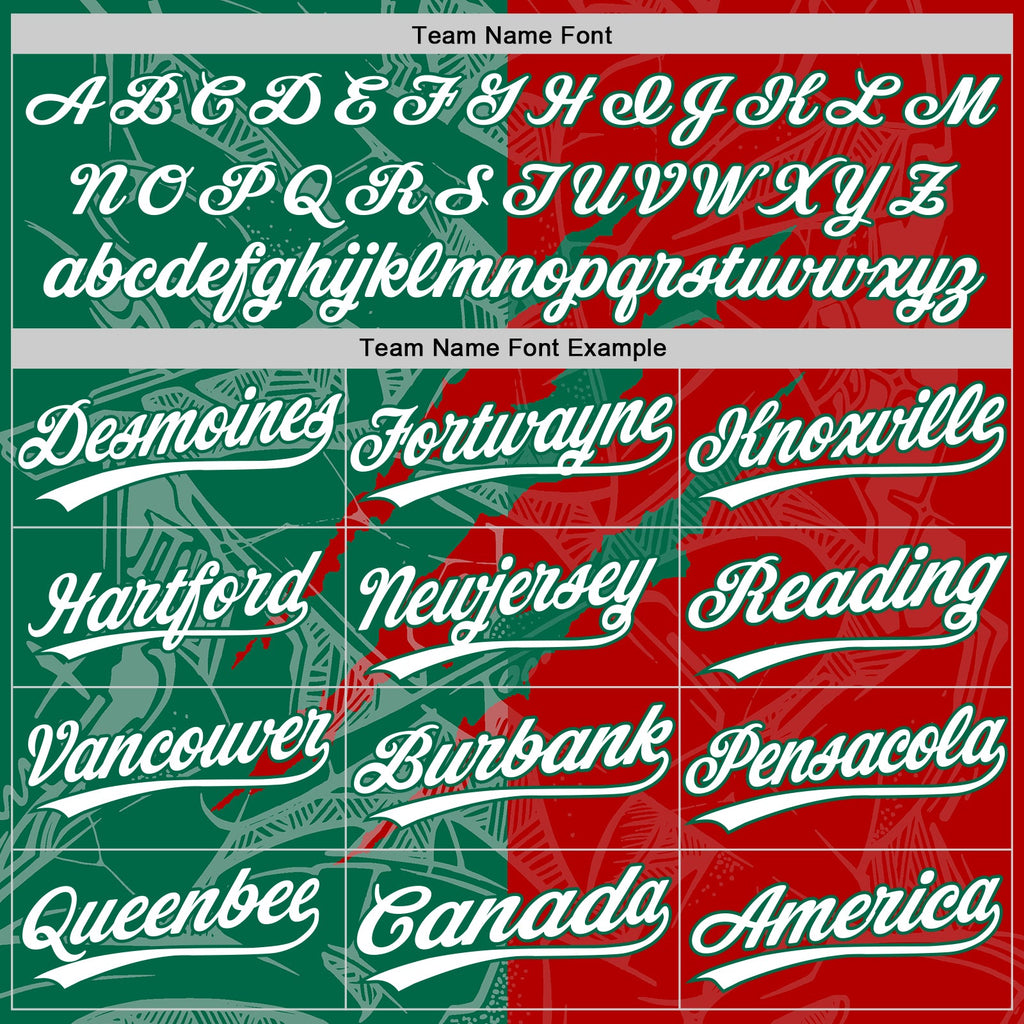 Custom Graffiti Pattern White Red-Kelly Green 3D Scratch Two-Button Unisex Softball Jersey