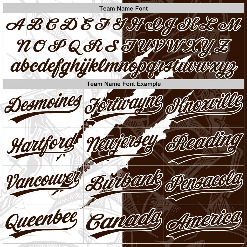 Custom Graffiti Pattern Brown-White 3D Scratch Two-Button Unisex Softball Jersey