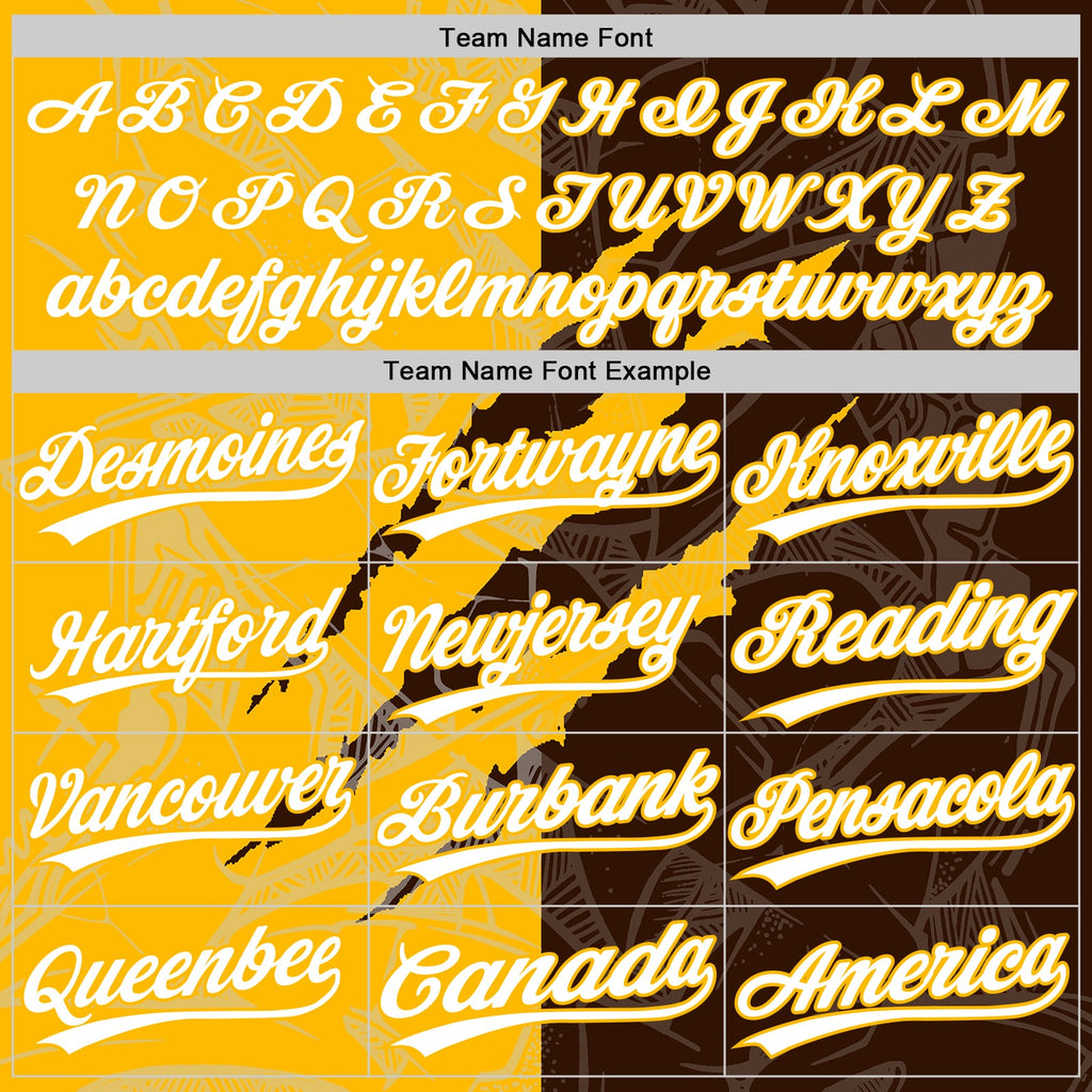 Custom Graffiti Pattern White Brown-Gold 3D Scratch Two-Button Unisex Softball Jersey