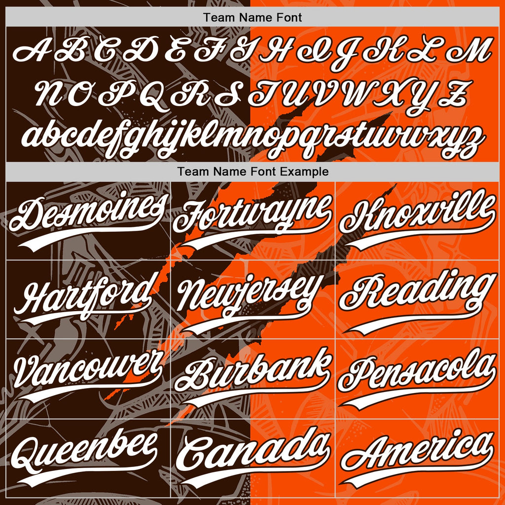 Custom Graffiti Pattern White Orange-Brown 3D Scratch Two-Button Unisex Softball Jersey