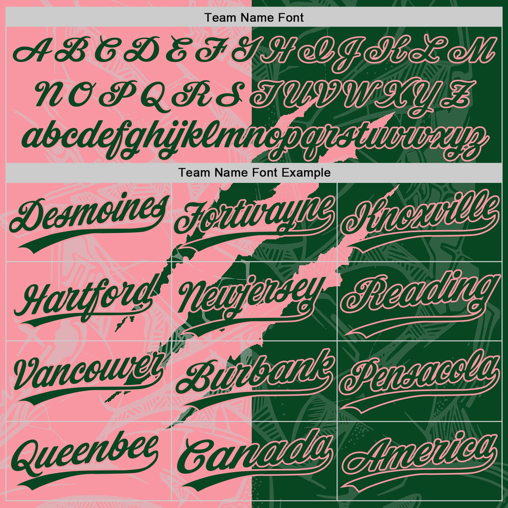 Custom Graffiti Pattern Green-Medium Pink 3D Scratch Two-Button Unisex Softball Jersey