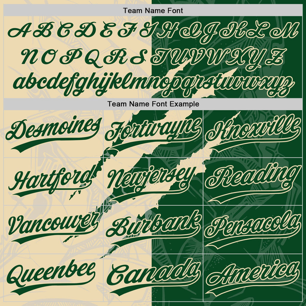 Custom Graffiti Pattern Green-Cream 3D Scratch Two-Button Unisex Softball Jersey