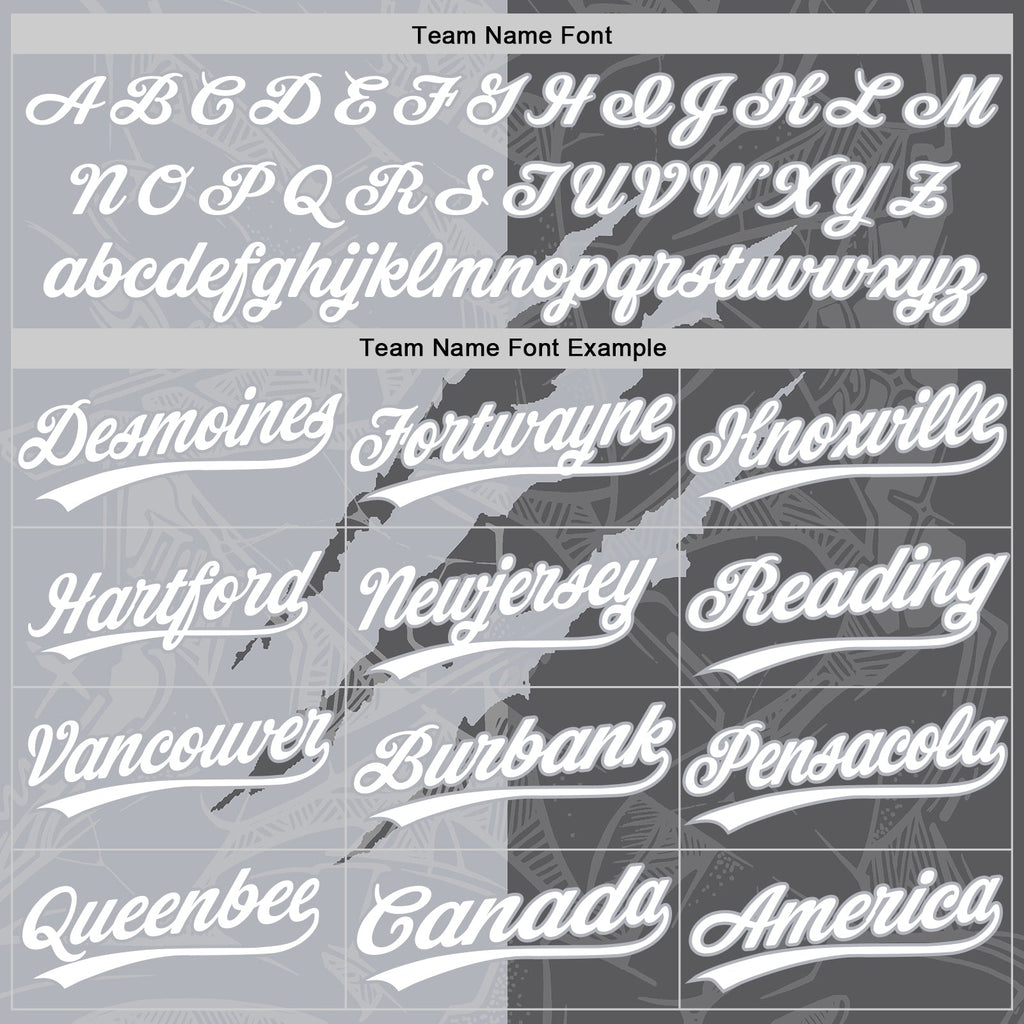 Custom Graffiti Pattern White Steel Gray-Gray 3D Scratch Two-Button Unisex Softball Jersey
