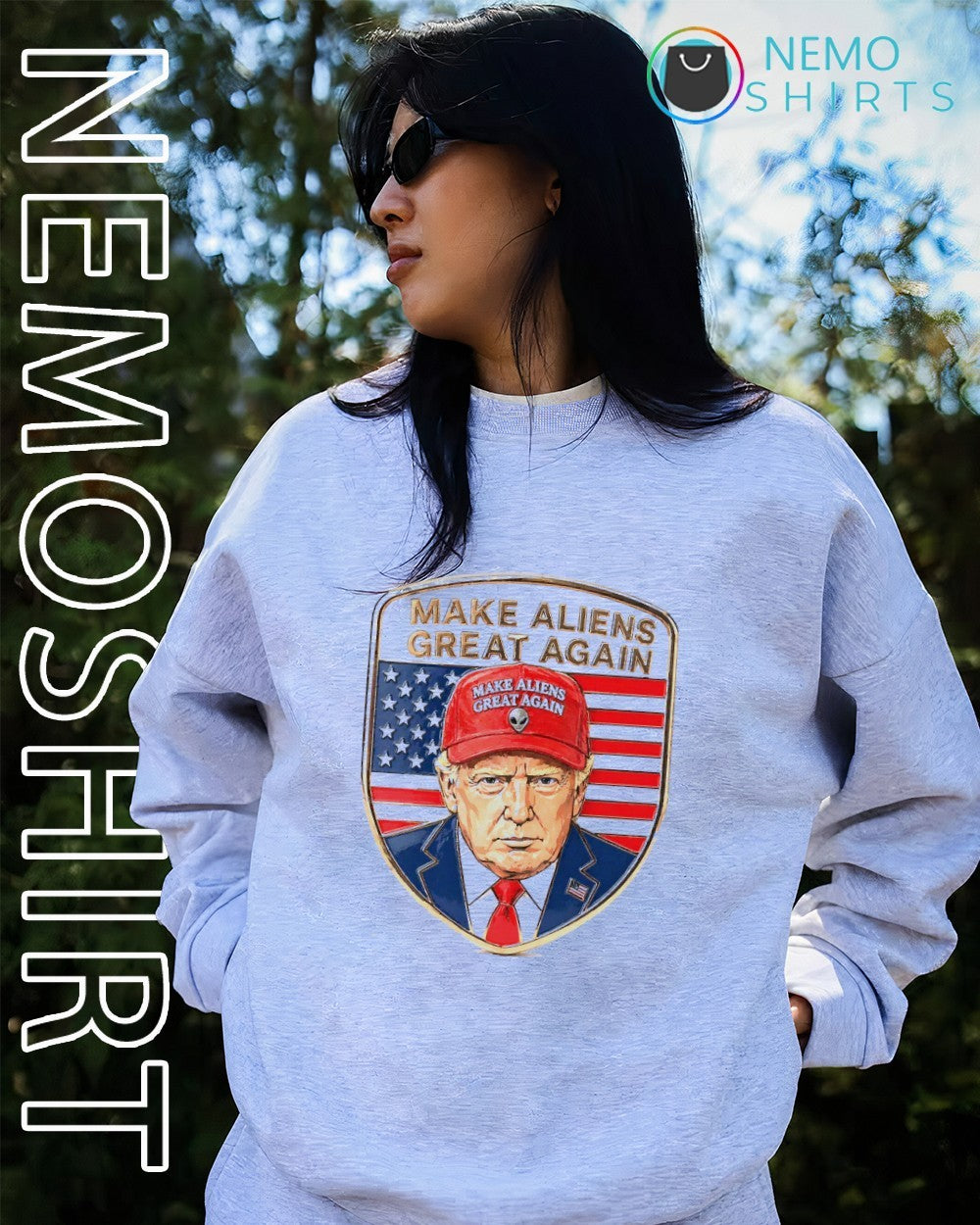Trump make Aliens great again American flag patriotic shirt