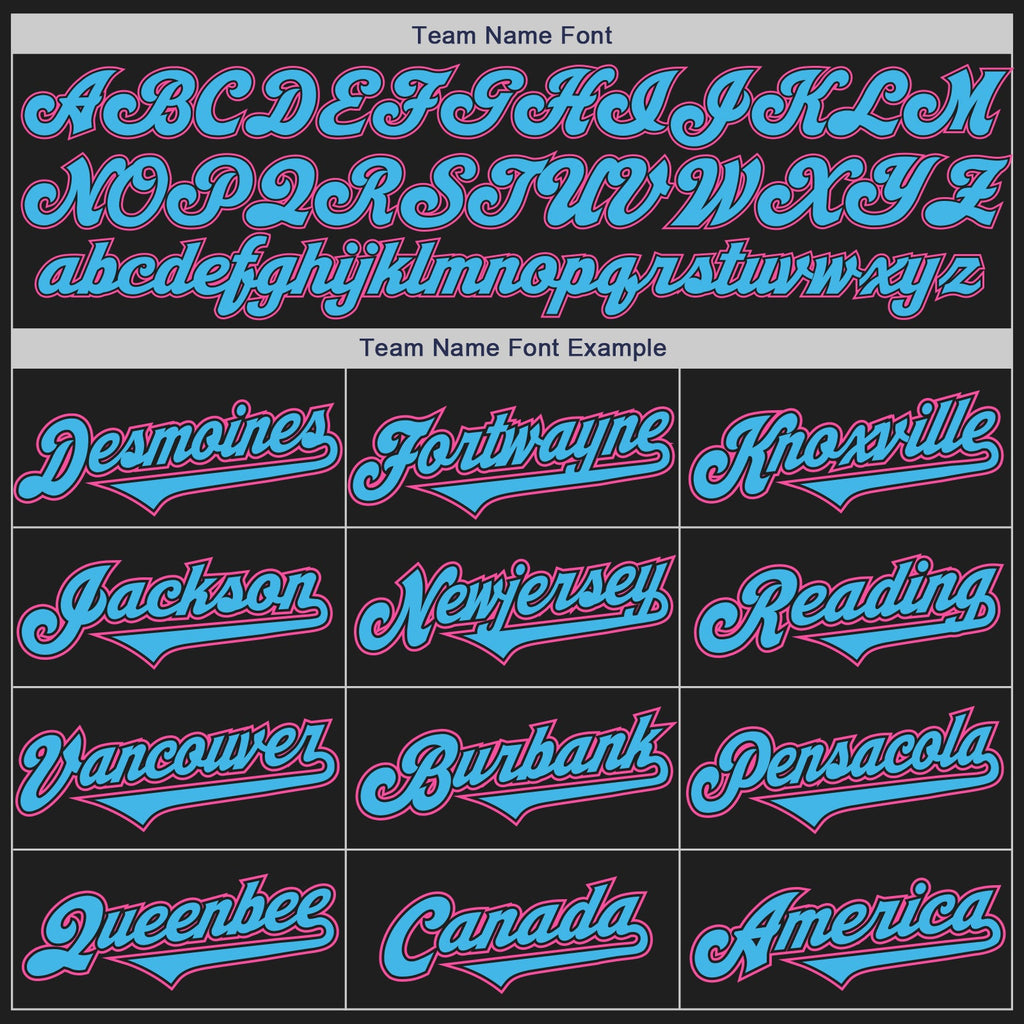 Custom Black Sky Blue-Pink Authentic Two Tone Baseball Jersey