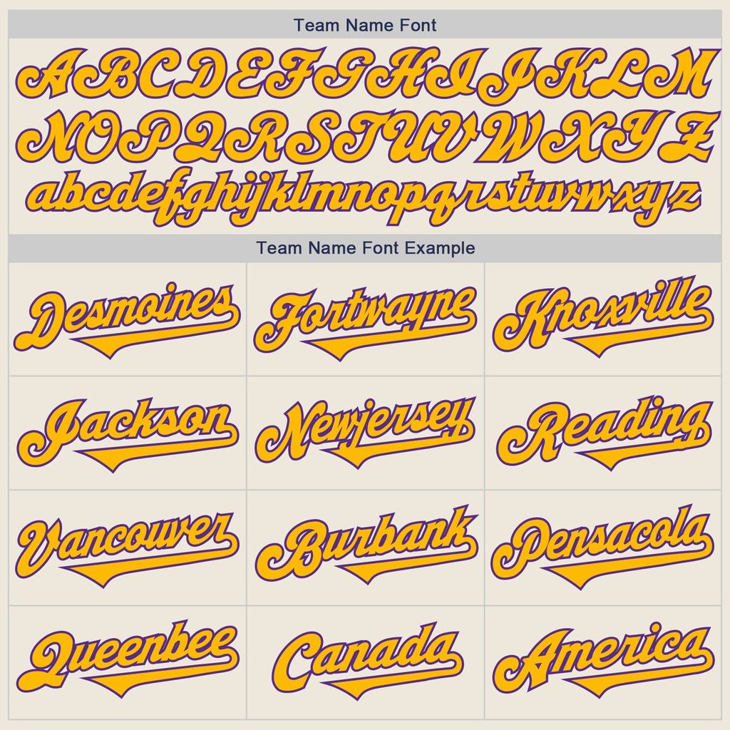 Custom Cream Gold-Purple Authentic Two Tone Baseball Jersey