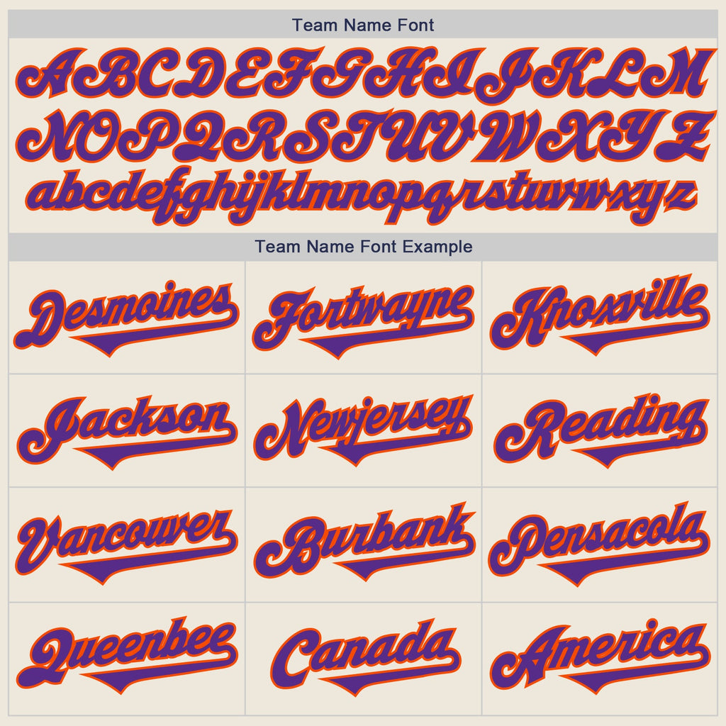 Custom Cream Purple-Orange Authentic Two Tone Baseball Jersey