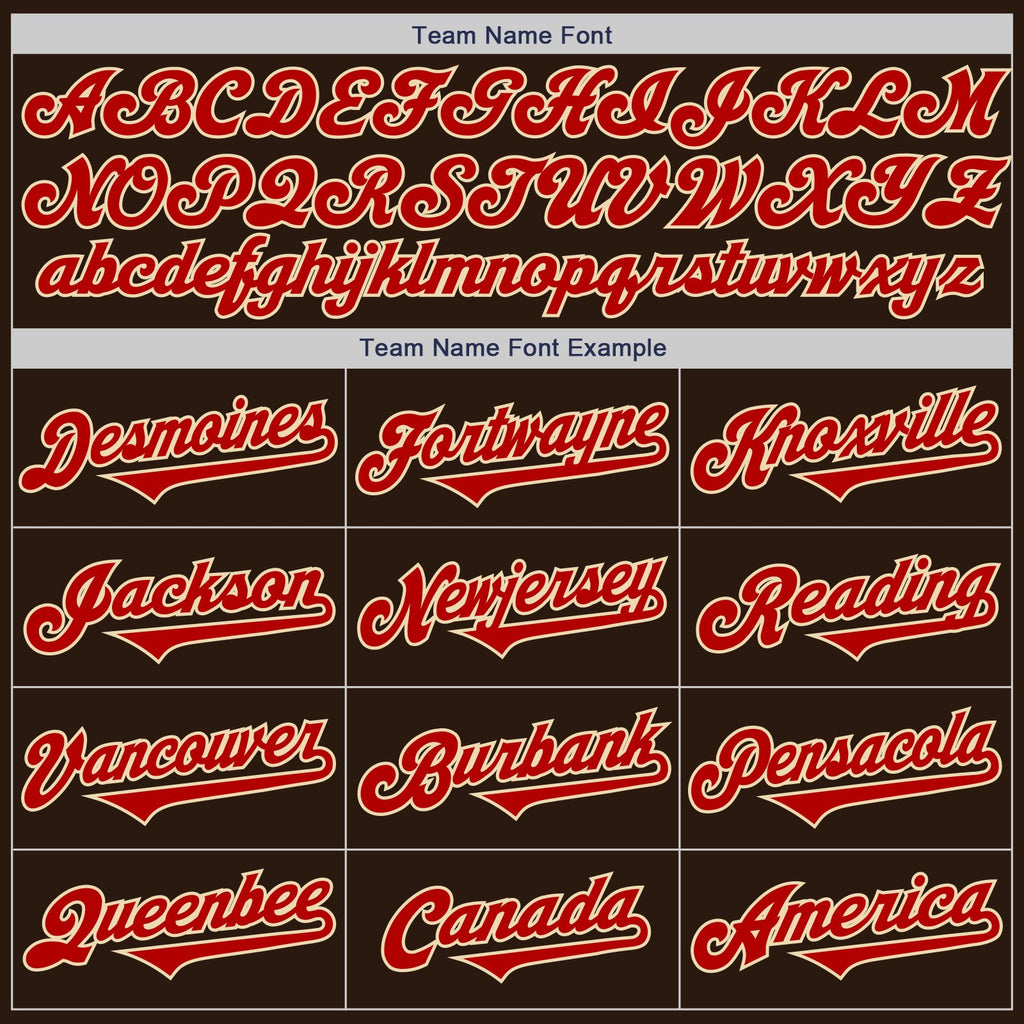 Custom Brown Red-Cream Authentic Two Tone Baseball Jersey