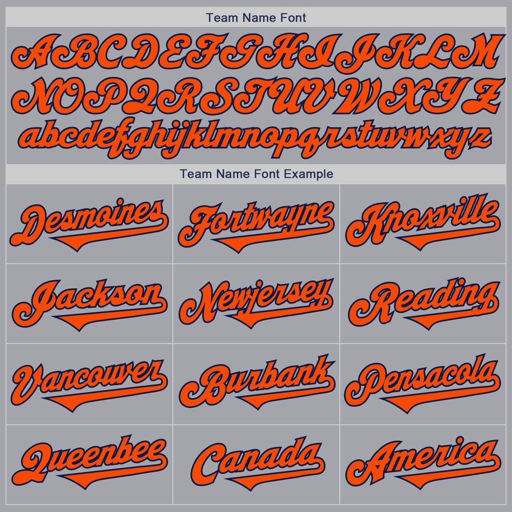 Custom Gray Orange-Navy Authentic Two Tone Baseball Jersey