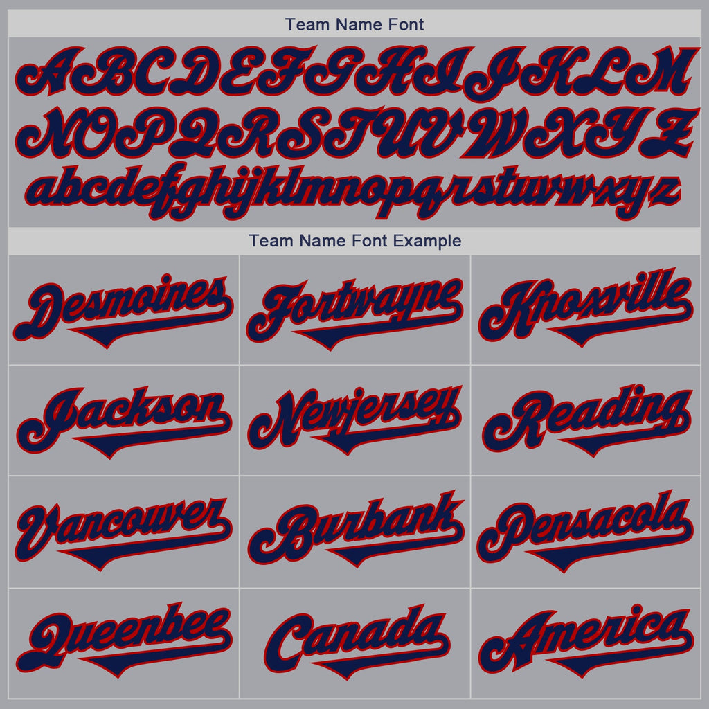Custom Gray Navy-Red Authentic Two Tone Baseball Jersey