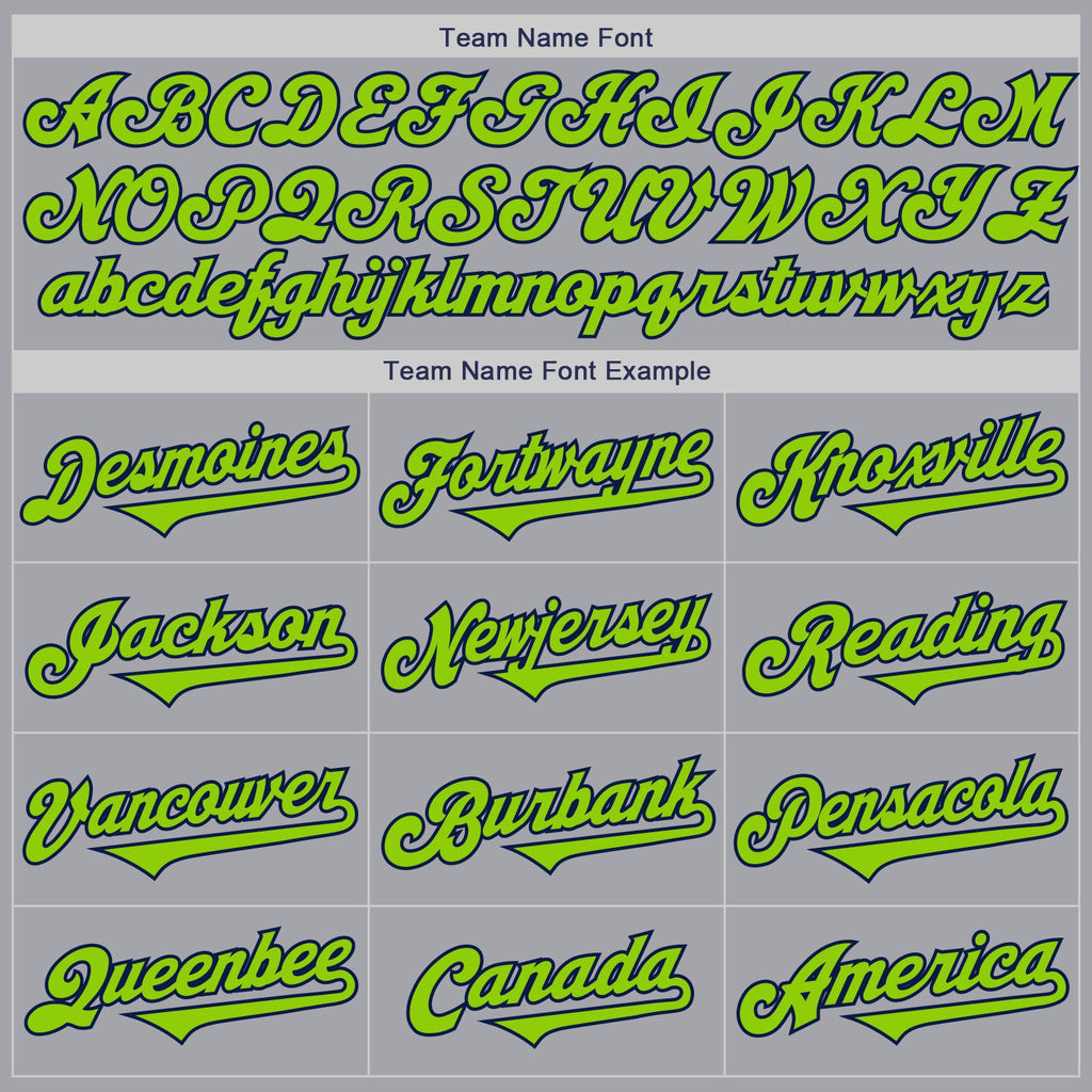Custom Gray Neon Green-Navy Authentic Two Tone Baseball Jersey