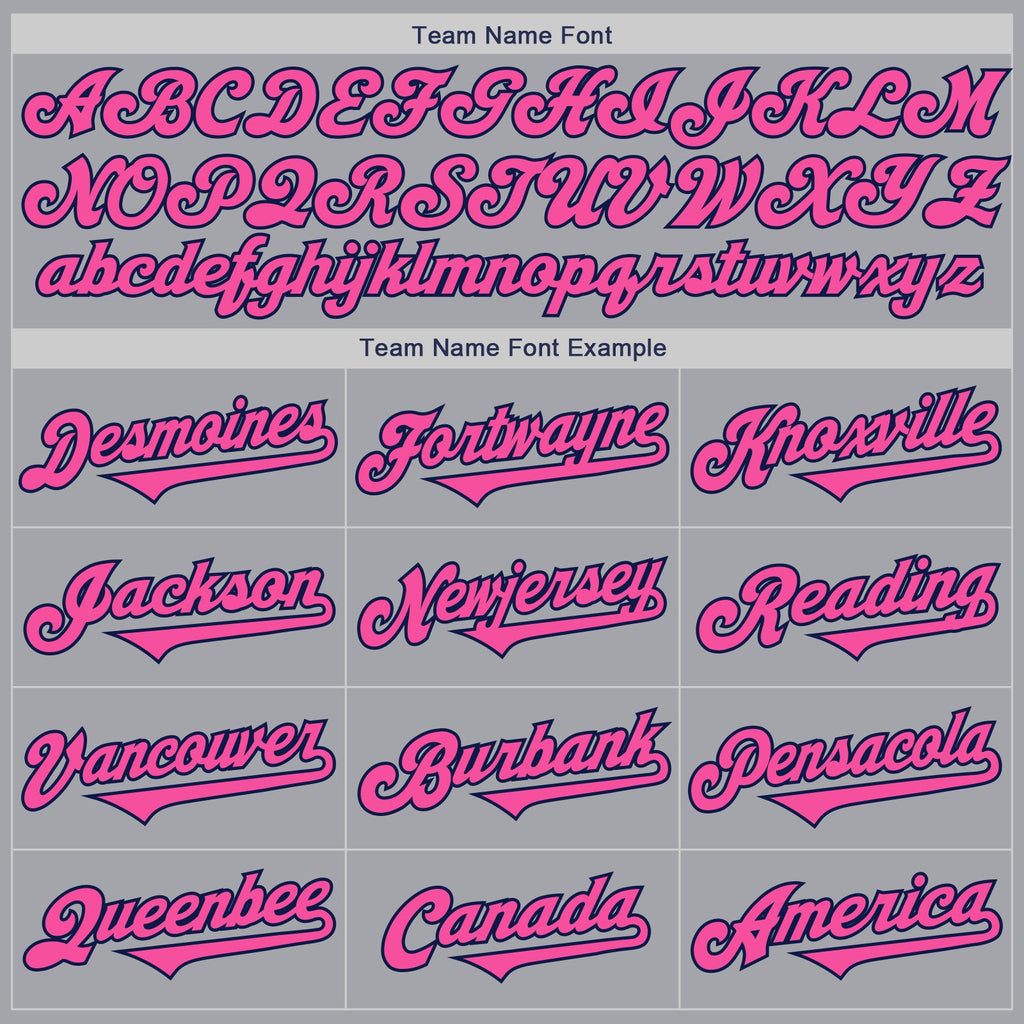 Custom Gray Pink-Navy Authentic Two Tone Baseball Jersey