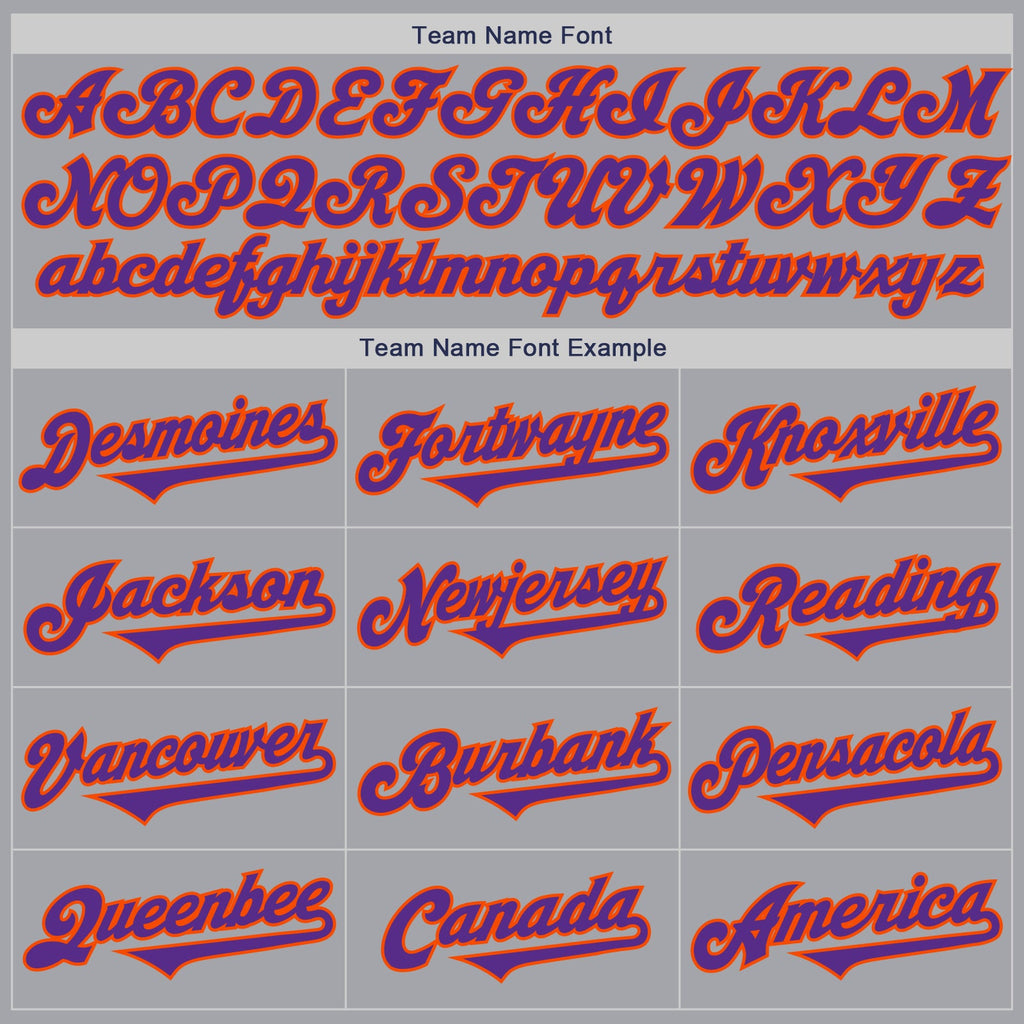 Custom Gray Purple-Orange Authentic Two Tone Baseball Jersey