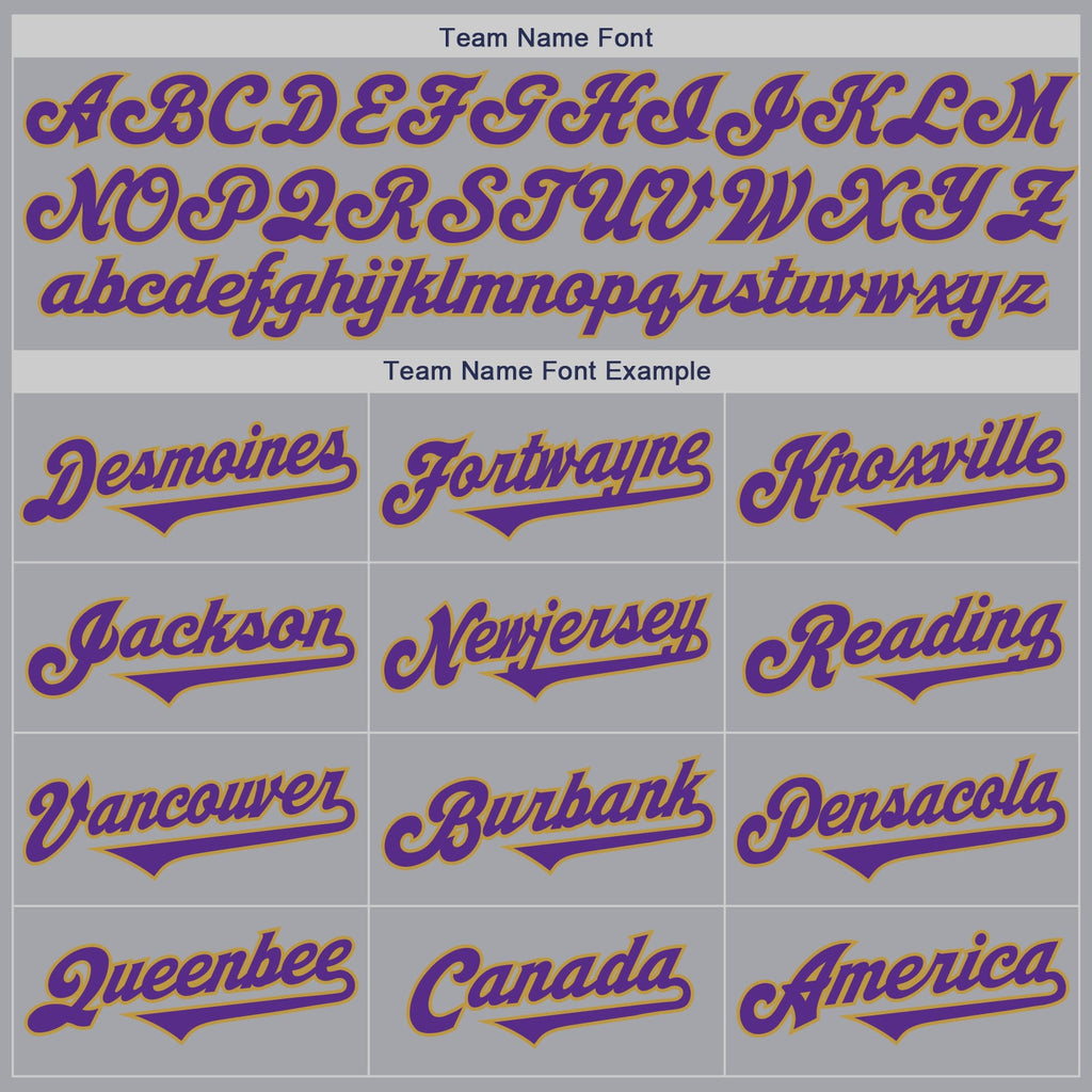 Custom Gray Purple-Old Gold Authentic Two Tone Baseball Jersey