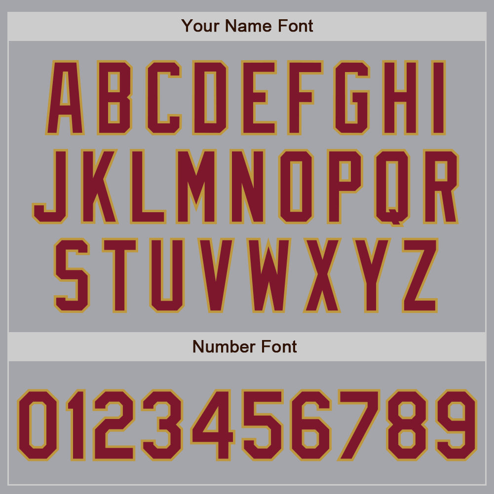 Custom Gray Crimson-Old Gold Authentic Two Tone Baseball Jersey