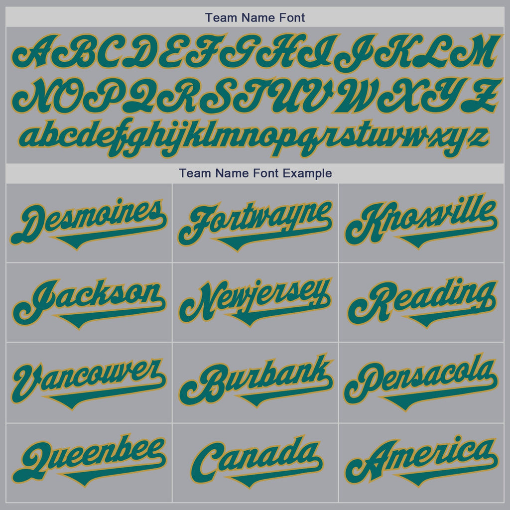 Custom Gray Teal-Old Gold Authentic Two Tone Baseball Jersey