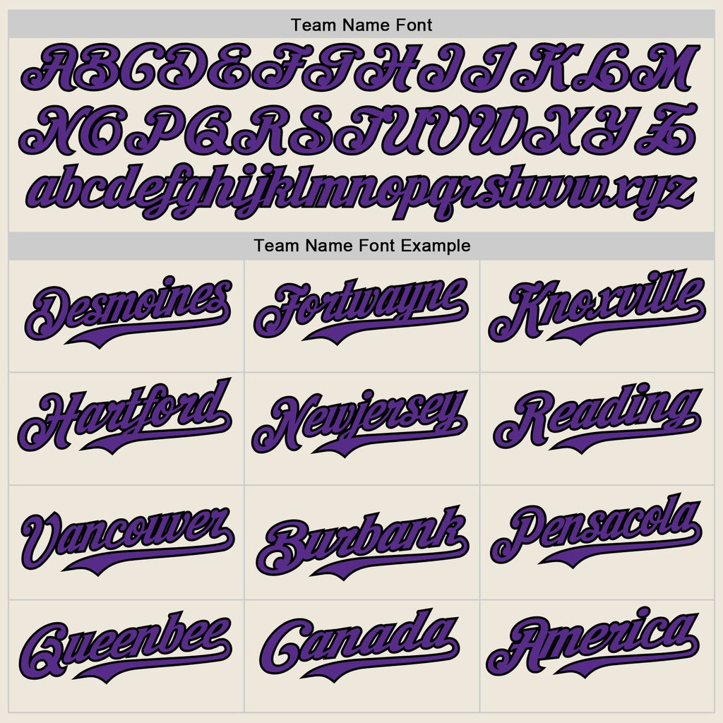 Custom Cream Black Pinstripe Purple Authentic Two Tone Baseball Jersey