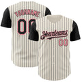 Custom Cream Black Pinstripe Medium Pink Authentic Two Tone Baseball Jersey