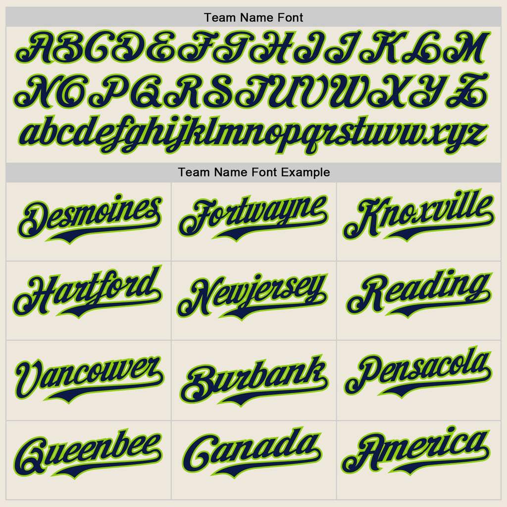 Custom Cream Navy Pinstripe Neon Green Authentic Two Tone Baseball Jersey