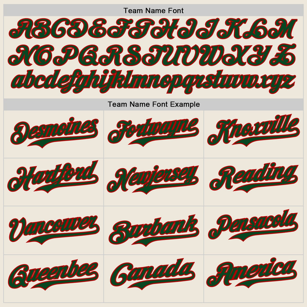 Custom Cream Green Pinstripe Red Authentic Two Tone Baseball Jersey