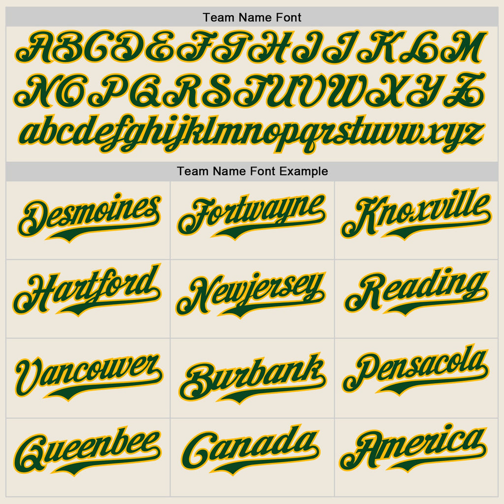 Custom Cream Green Pinstripe Gold Authentic Two Tone Baseball Jersey