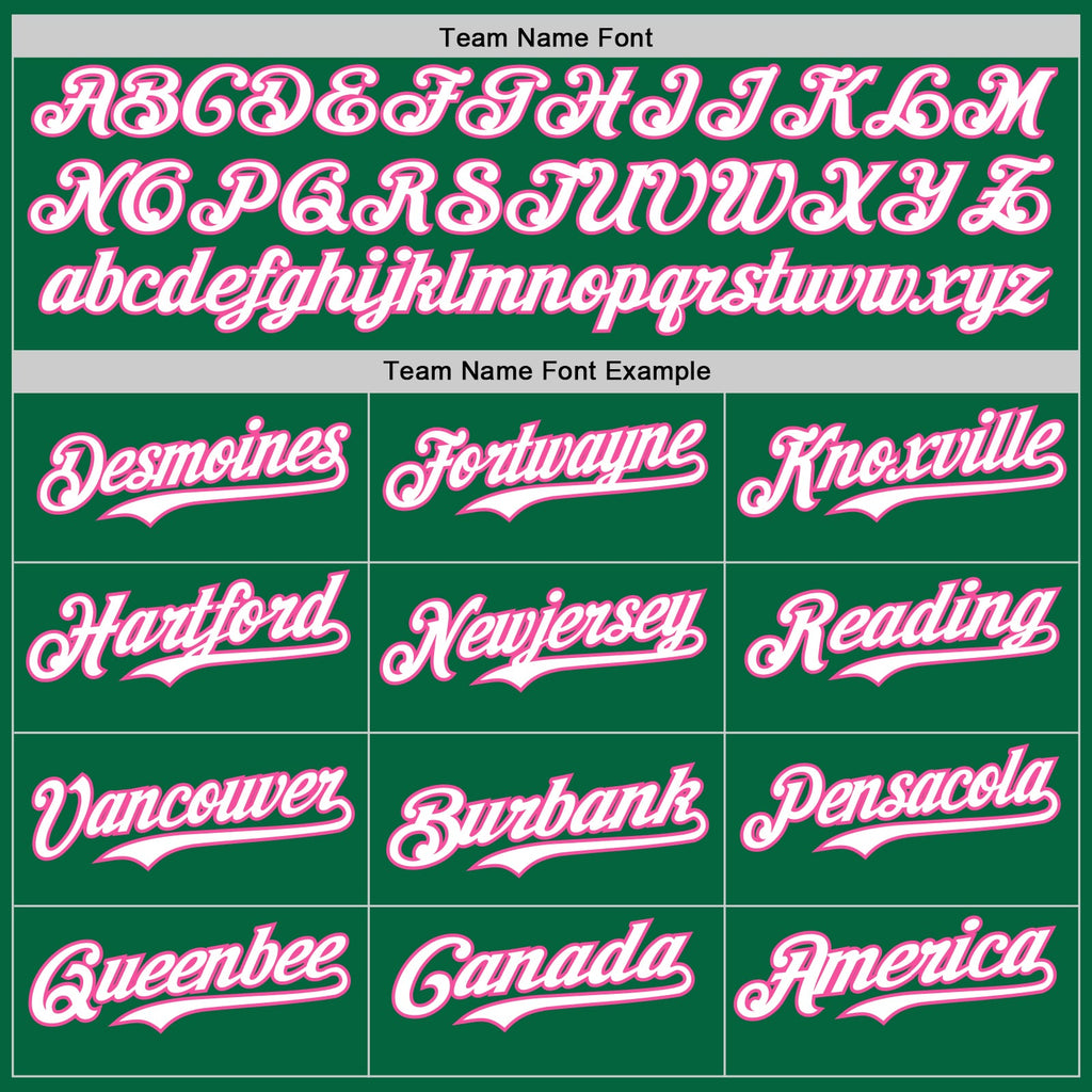 Custom Kelly Green Pink Pinstripe White Authentic Two Tone Baseball Jersey