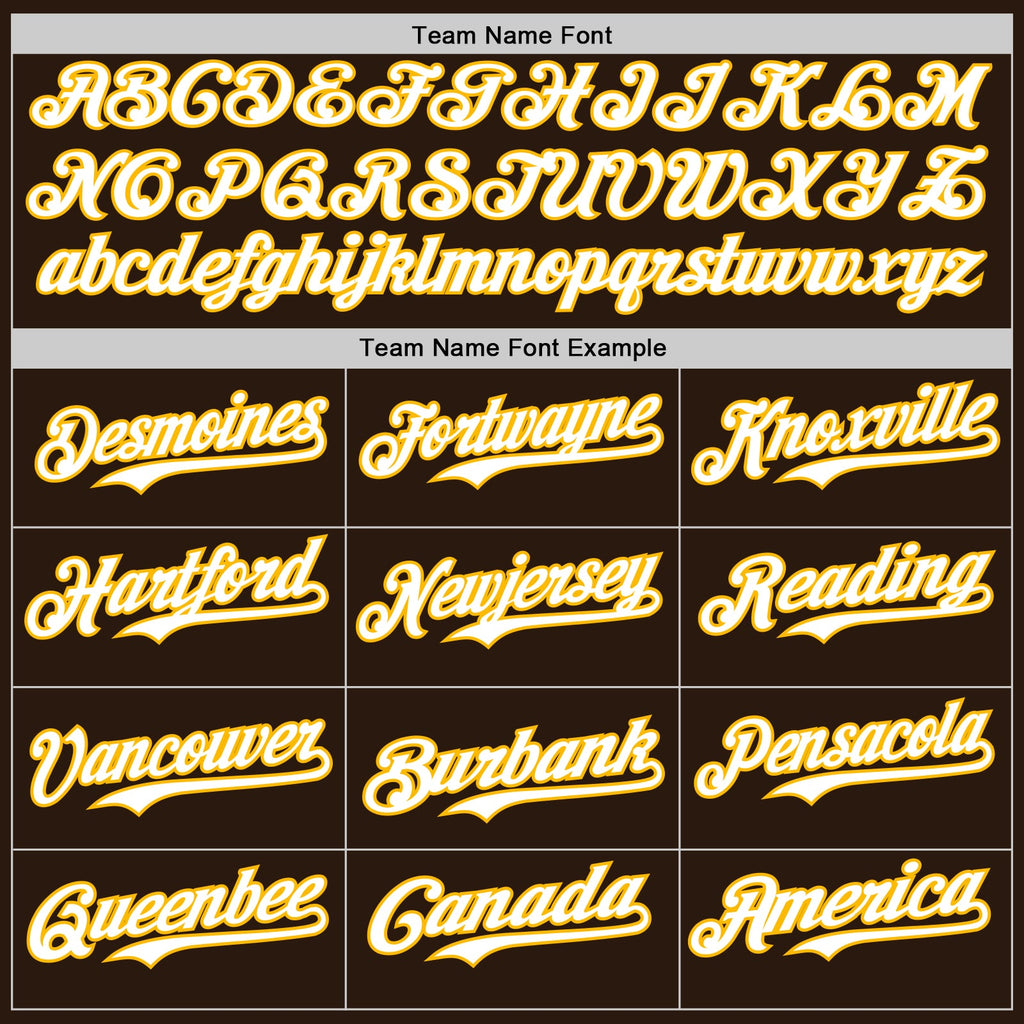 Custom Brown Gold Pinstripe White Authentic Two Tone Baseball Jersey