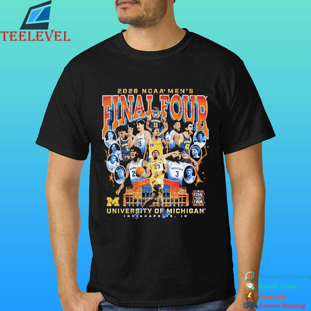 University Of Michigan Wolverines Men’s Basketball Campus Ink 2026 Final Four Team Shirt