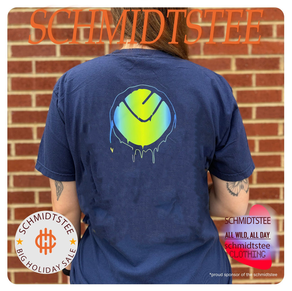 Vibrant Yellow Green Dripping Circle Logo shirt