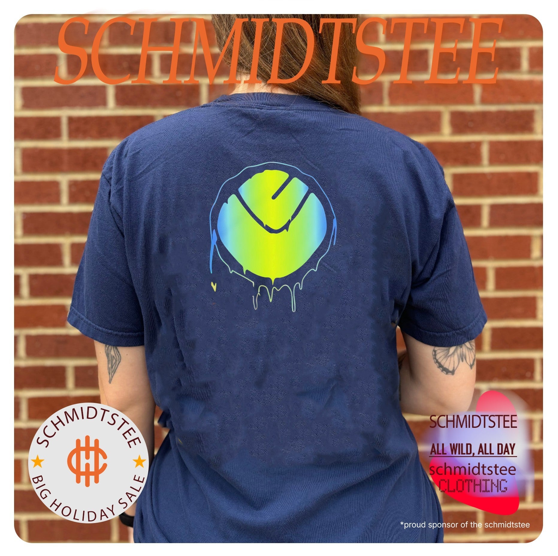 Vibrant Yellow Green Dripping Circle Logo shirt